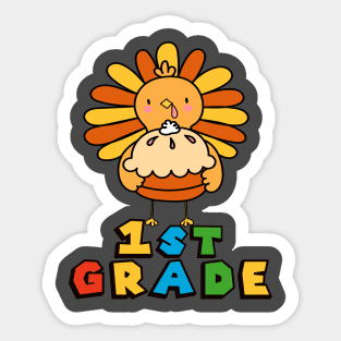 First Grade Thanksgiving Thankful Turkey T-Shirt Sticker